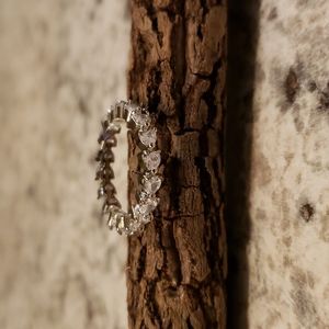 Heart Shaped Cubic Zirconia Eternity Band Size 6